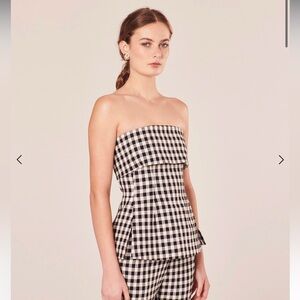 Tara Jamon NWOT plaid strapless peplum top
